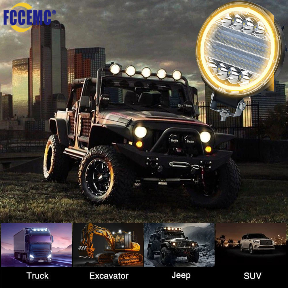Led 車のワークライトコンボ洪水運転ホワイトアンバーフォグランプラウンドスクエアヘッドライトスポットライト 4 × 4 オフロード ATV UTV トラクター用