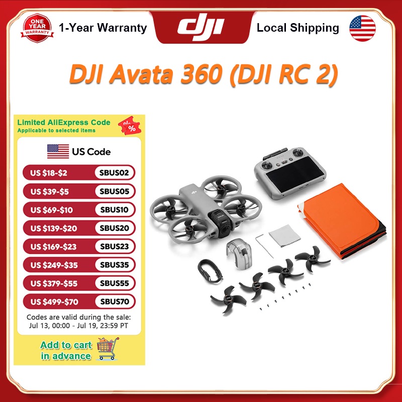 DJI Avata 360 (RC 2) 360° ドローン、FPV 用 1 インチ 8K 360° イメージング機能付き
