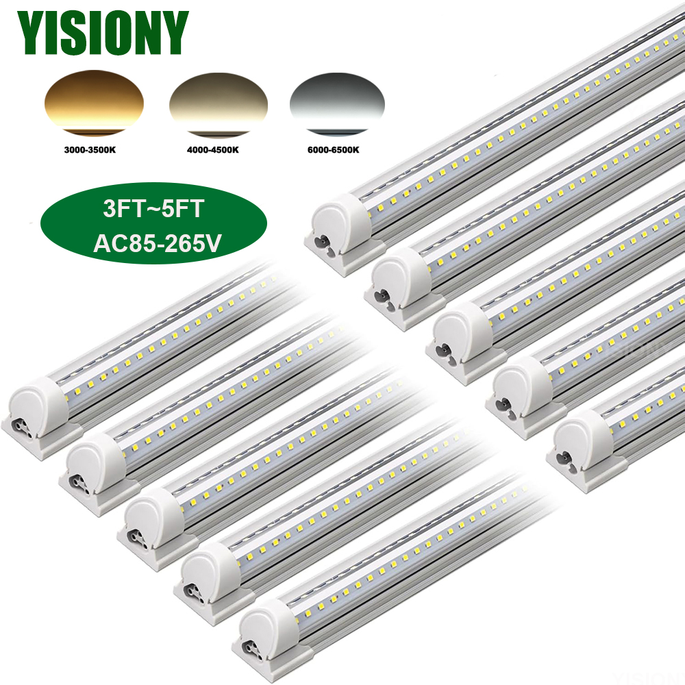 10 個 5 個 T8 LED チューブライト 3FT 4FT 5FT 30W 40W 50W ショップランプデュアル V 字型統合天井単一器具照明 85-265V