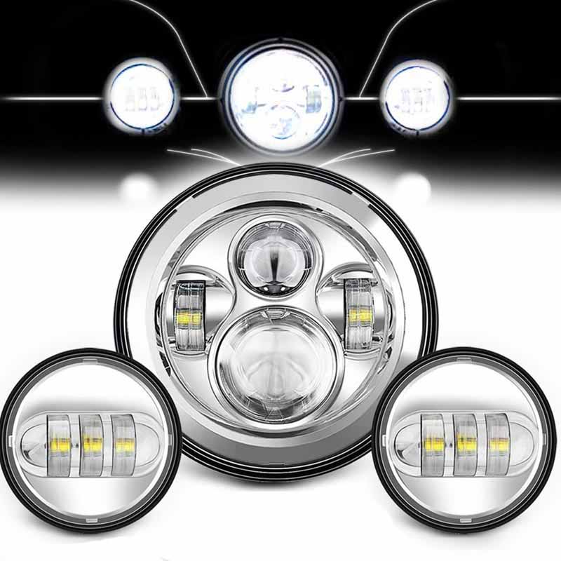 7 インチ LED ヘッドライト 4.5 インチフォグランプ 7 インチブラケット取付リングパーツハーレーツーリングエレクトラグライドロードキングストリートグライド用
