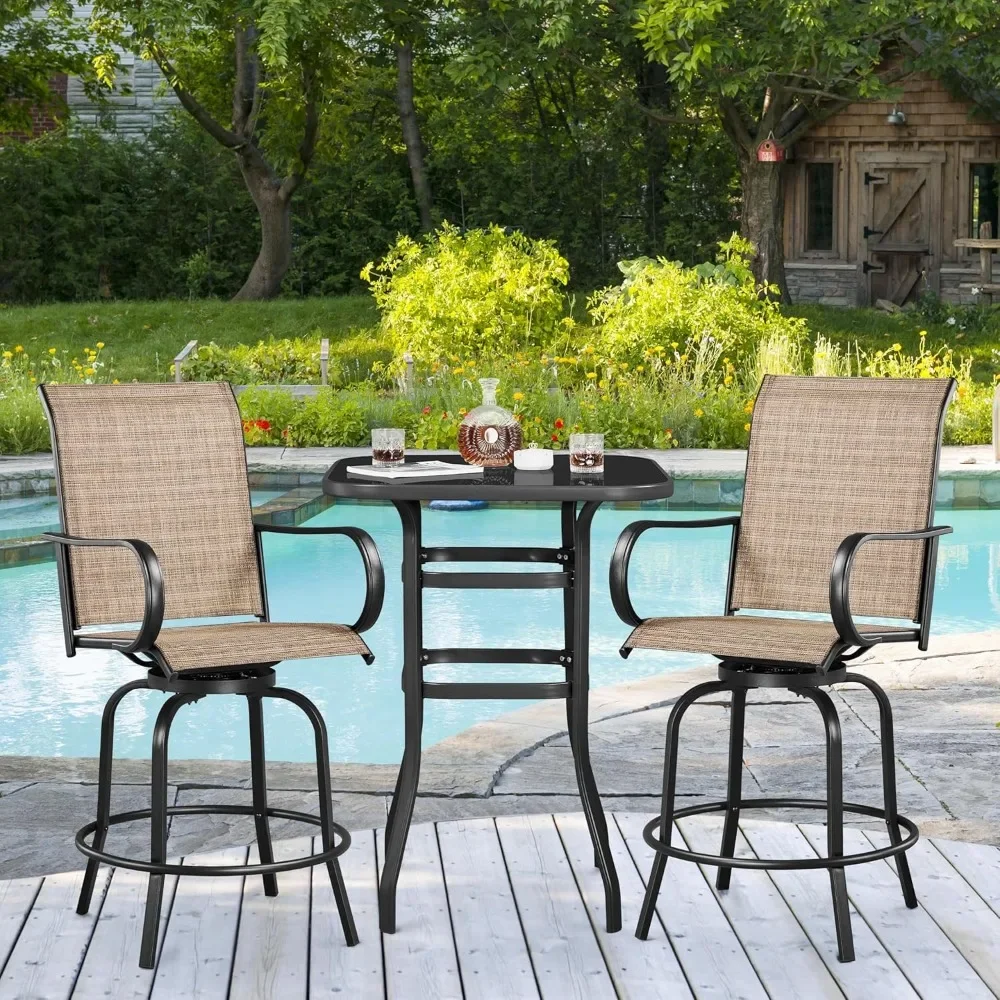 #For Patio Swivel Bar Stools Outdoor Chairs Set of 2 Outdoor High Bistro Stools Outdoor Furniture, All-Weather Patio Stools