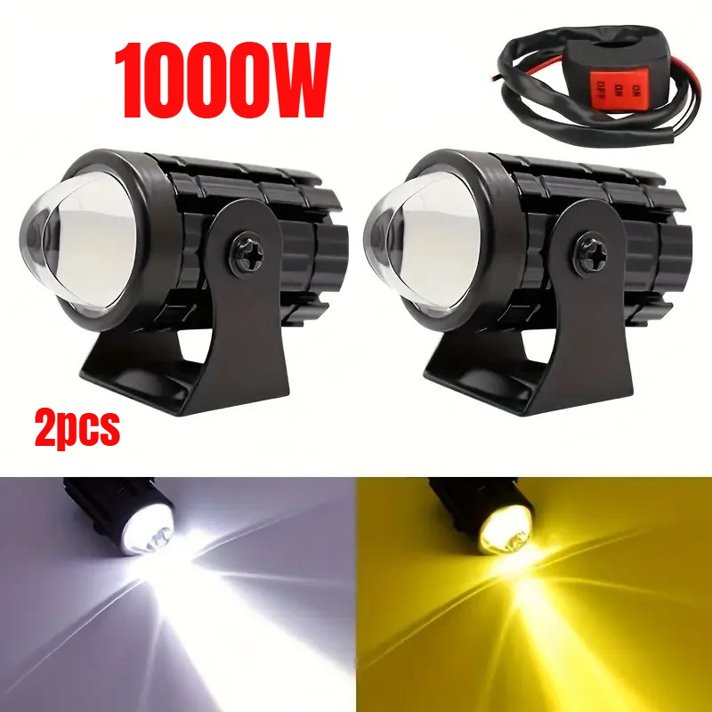 12V 2 個オートバイ LED ヘッドライトデュアルカラー白黄色 ATV SUV トラック運転フォグランプバイクオフロード車ボートスポットライト