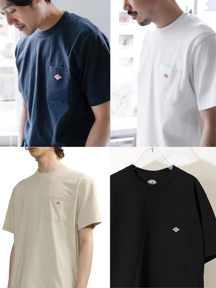 ホット販売男性女性純粋な綿刺繍 Tシャツ半袖 Tシャツシンプルな固体ポケットファッションブランド輸出日本スタイル