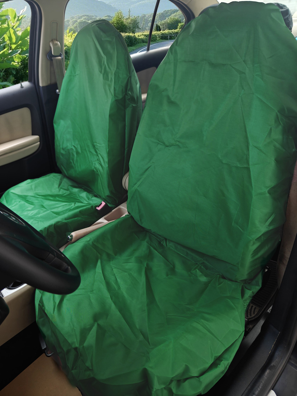 AUTO HIGH 防水カーシートカバー フロントペア ナイロン フロントシートプロテクター ほとんどの車、バン、SUV、トラックにユニバーサル - グリーン