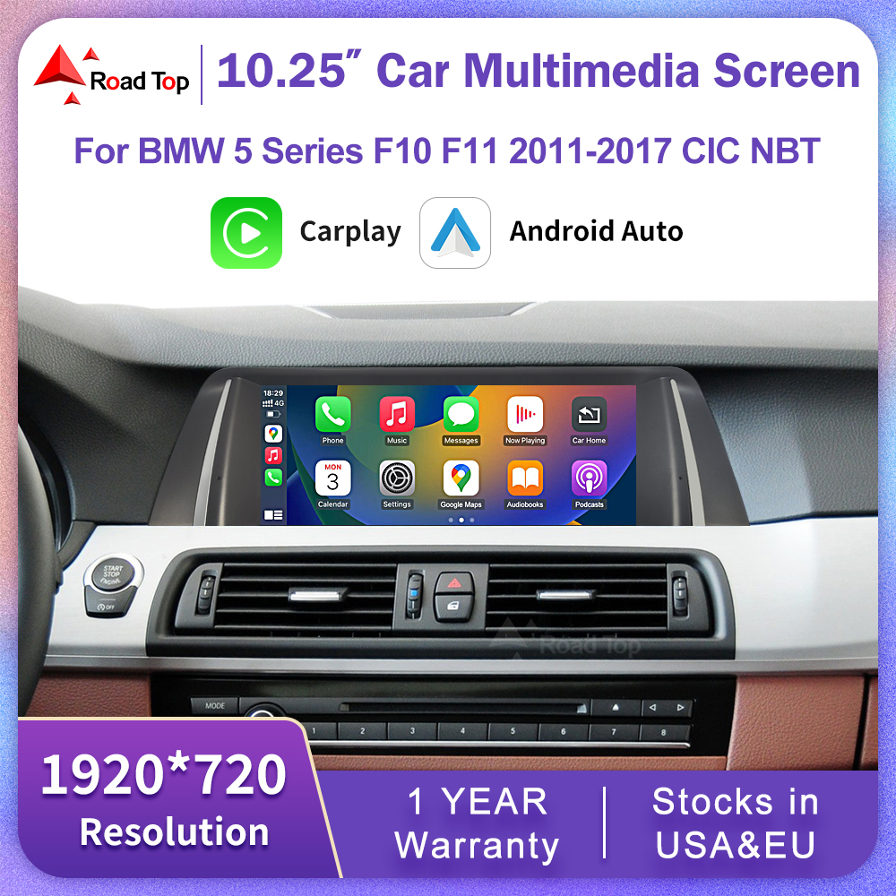 1920*720 マルチメディアカーラジオ画面 BMW 5 シリーズ F10 F11 CIC NBT システム 2011-2017 ワイヤレス Carplay Android 自動表示