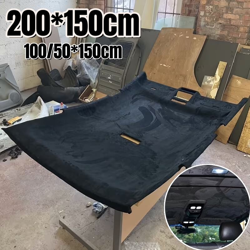 最大 200 × 150 センチメートルスエード屋根裏張りヘッドライナー生地発泡材料車の内装修理天井スカイ生地布 DIY