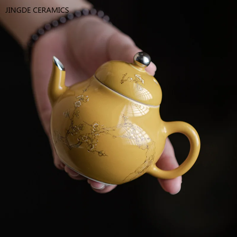 120 ミリリットル中国セラミックティーポット手作り美容茶注入器ボール穴フィルターティーポットカスタム家庭用磁器茶セットアクセサリー
