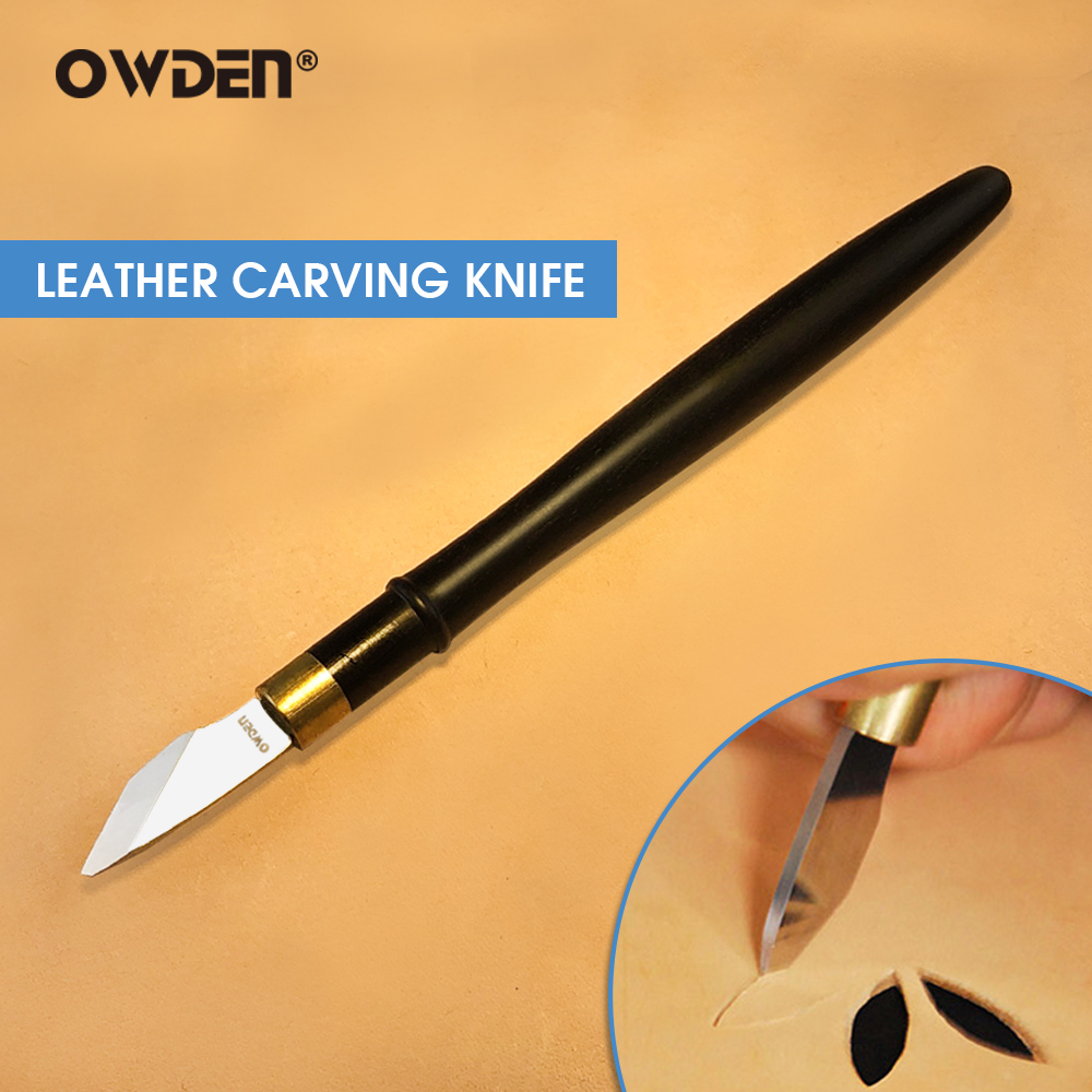 OWDEN 革彫刻ナイフ DIY ホビーアートワーク黒檀ハンドルシャープカッター手仕事ツールレザークラフト用