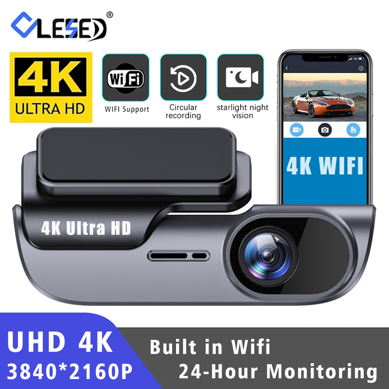 UHD 4K 3840*2160P 車 DVR WIFI ダッシュカムカメラビデオドライブレコーダーダッシュカムレジストラブラックボックス 24 時間監視ナイトビジョン