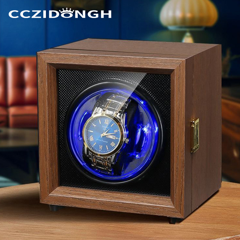 CCZIDONGH 新しいウォッチワインダー自動時計シングルスロット収納ボックス機械式時計防塵耐磁調整モーター