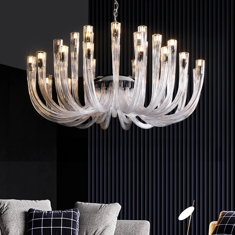アールデコガラスシャンデリアリビングルームベッドルームダイニングルームデザイナー高級 LED 吊り Ligting 2024 新しいランプ