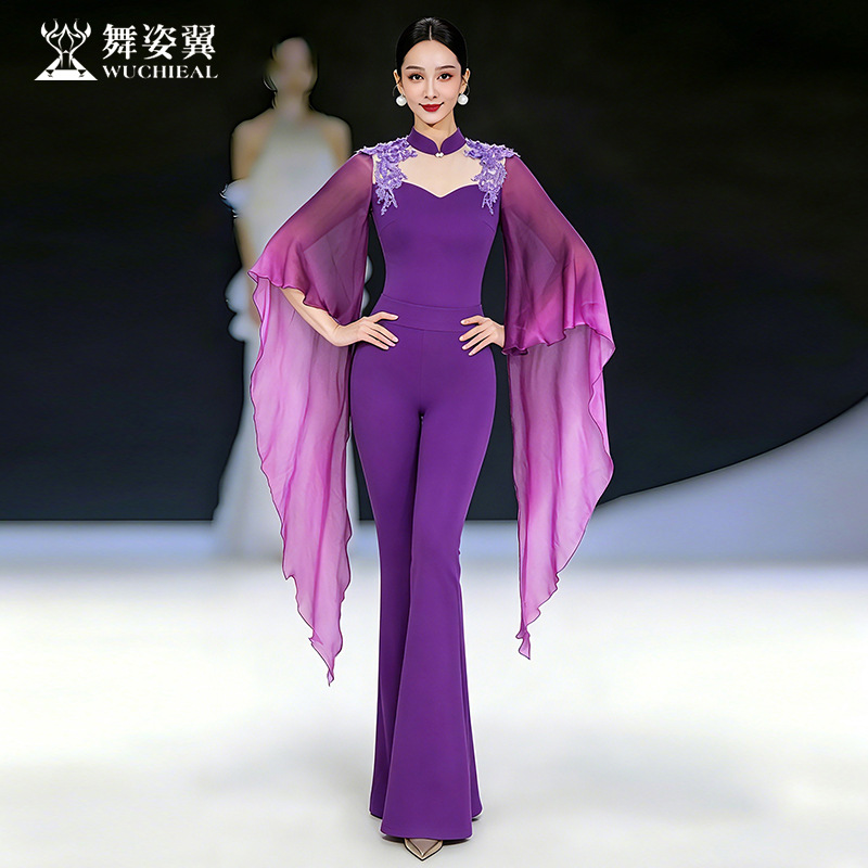 ベリーダンス衣装女性イブニングドレスエレガントな長袖トップパンツファッションショー滑走路モデルステージパフォーマンス着用