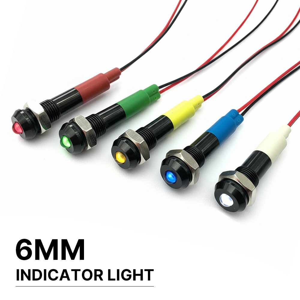FILN 5/25PCS 6mm ブラックメタル LED インジケータライト IP67 防水パイロットライト 12-24V ダッシュボード信号ランプ カーボートマリン用