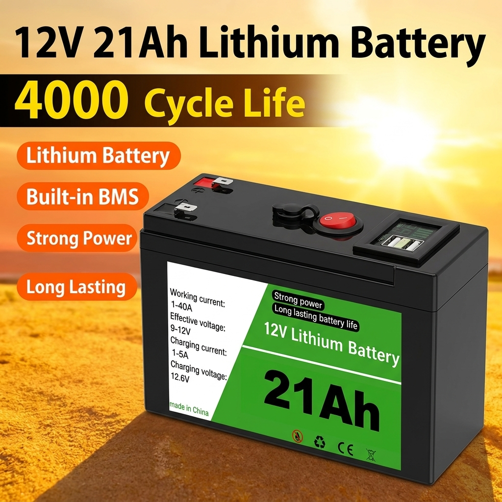12V 21Ah ポータブル充電式リチウム電池、インテリジェント BMS 保護、ソーラーパネル用電源バックアップ、RV マリンエレクトロニクス