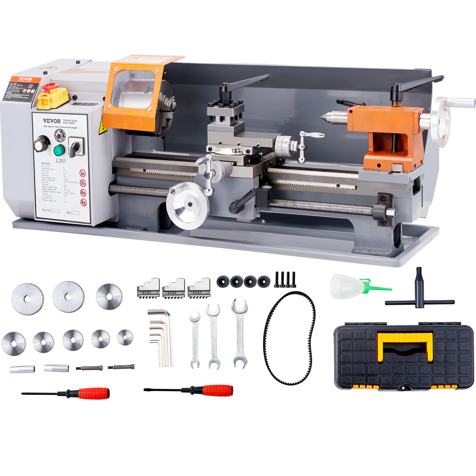 SucceBuy 金属旋盤機 7.87 インチ x 13.78 インチ 50-2500RPM 連続可変速度 600W ツールボックス付き 精密作業
