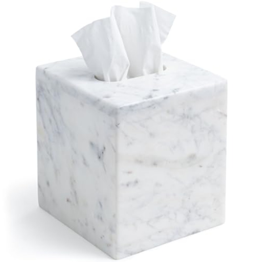 Kleenex など用の大理石ティッシュ ボックス カバー、装飾的なキューブ スタイル ホルダー、大きな正方形のフェイシャル ティッシュ ディスペンサー コンテナ
