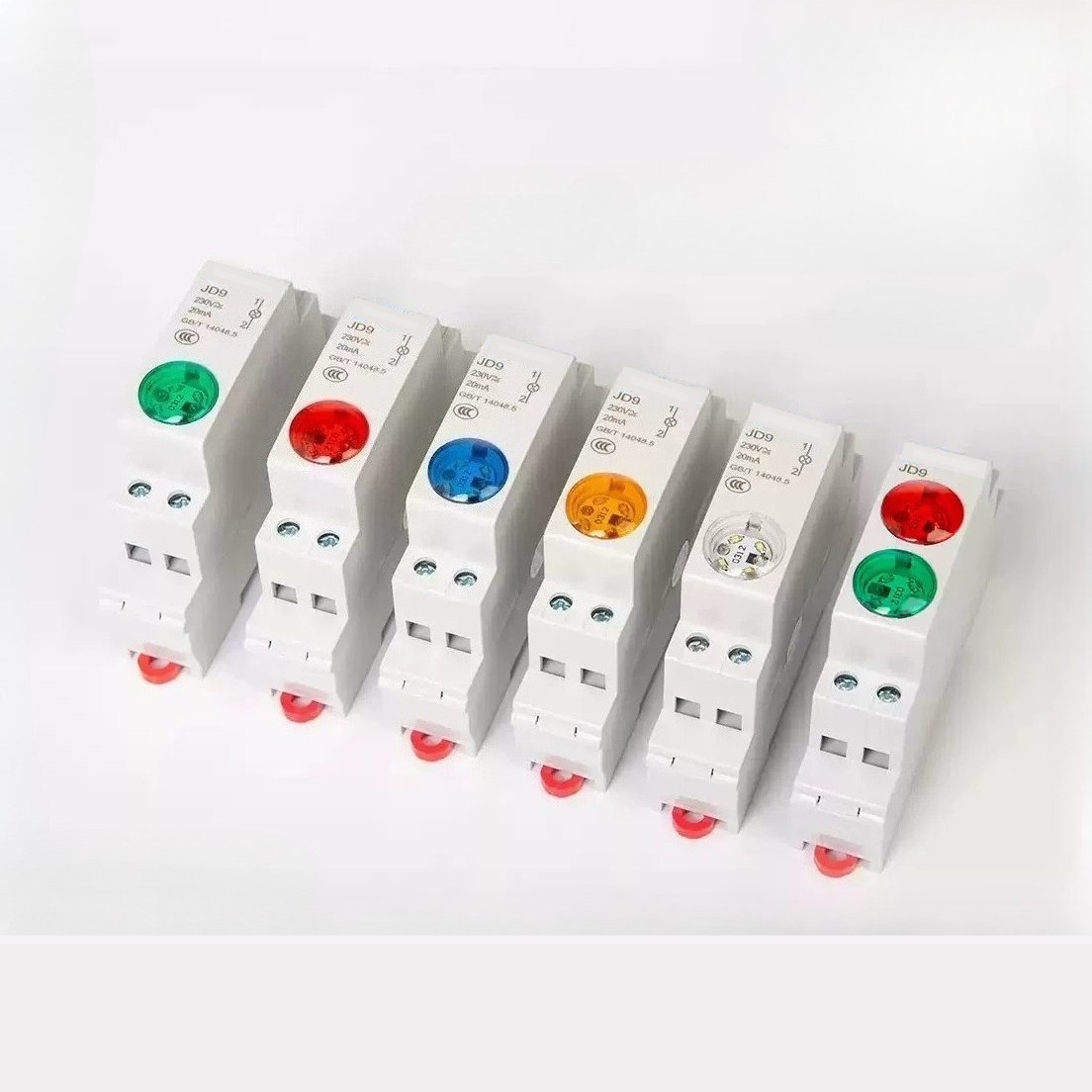 ガイドタイプ表示灯 JD9 LED 電源信号灯 24V220V トラックタイプ 2 色ライト C45 カードレールボタン
