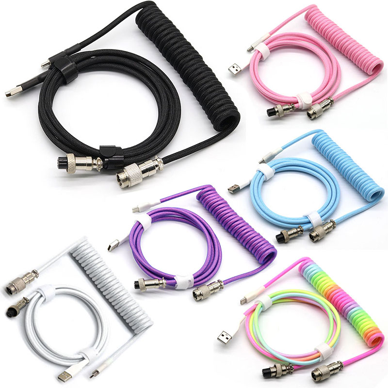 USB タイプ C メカニカルキーボードコイルケーブルハードウェアリンカー USB GX16 航空メカニカルケーブルスパイラルゲーミング USB キーボードケーブル