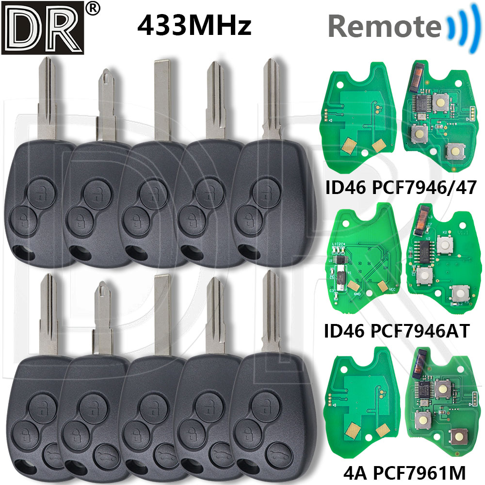 グレート 433MHz ID46 PCF7946/7947 4A チップ車のリモートキールノークリオメガーヌトゥインゴ DACIA ローガンサンデロカングーダスターモーダス
