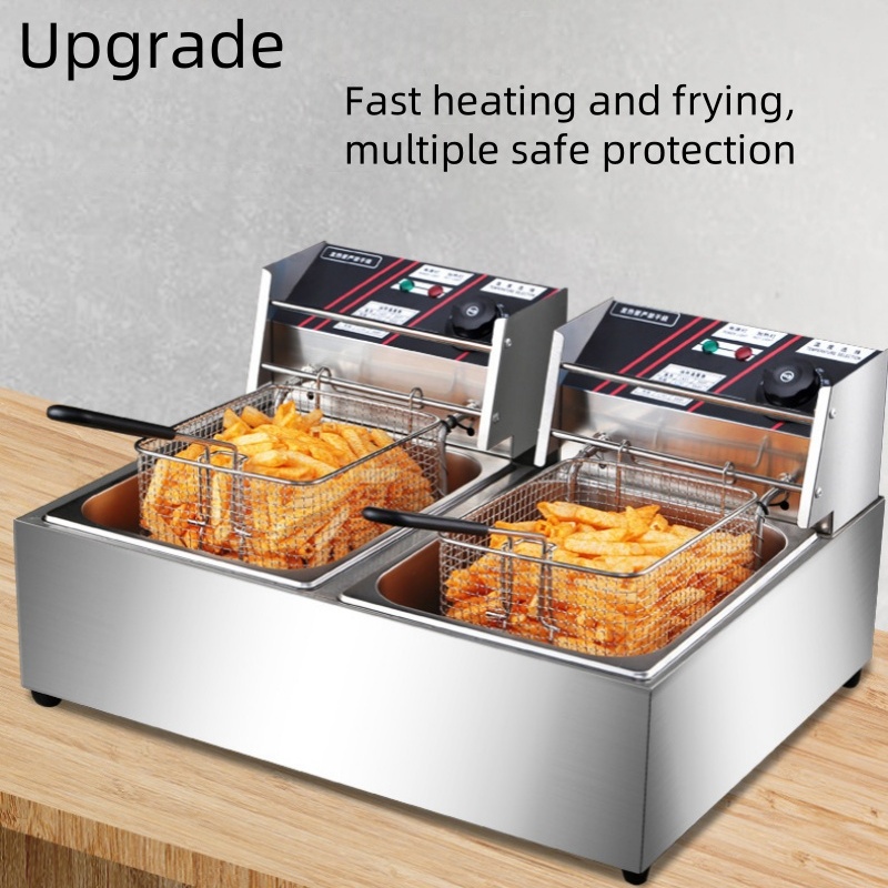 業務用フライパンオーブン調理麺オーブン電気フライドチキンフライヤー大容量単二重シリンダーフライパンオーブン