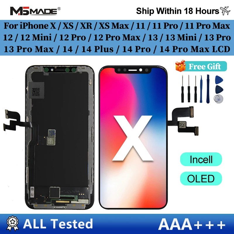 OLED X 液晶 iPhone XR XS 最大 11 ディスプレイ 3D タッチスクリーン交換 12 14 プラス 11 プロスクリーン Incell 12 プロマックスディスプレイ 13 分