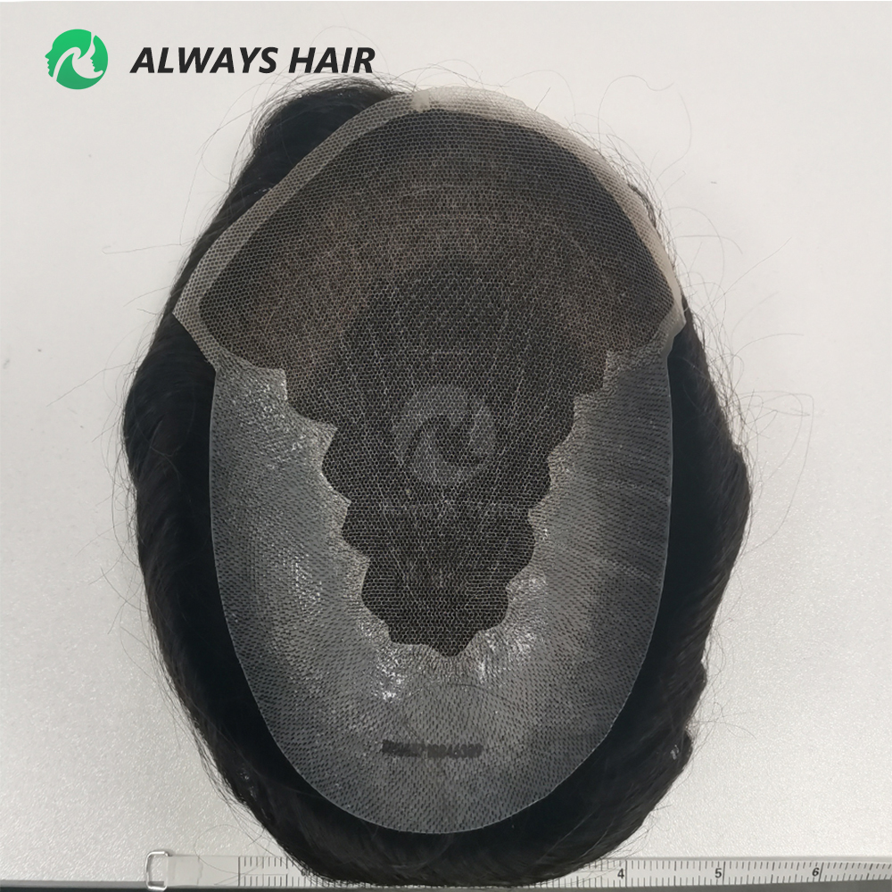 5 × 7 インチ小型サイズ Q6 ヘアかつらメンズ毛細血管プロテーゼ髪 6 インチイニアン人毛ウィッグ男性 12.5 センチメートル x 17.7 センチメートル