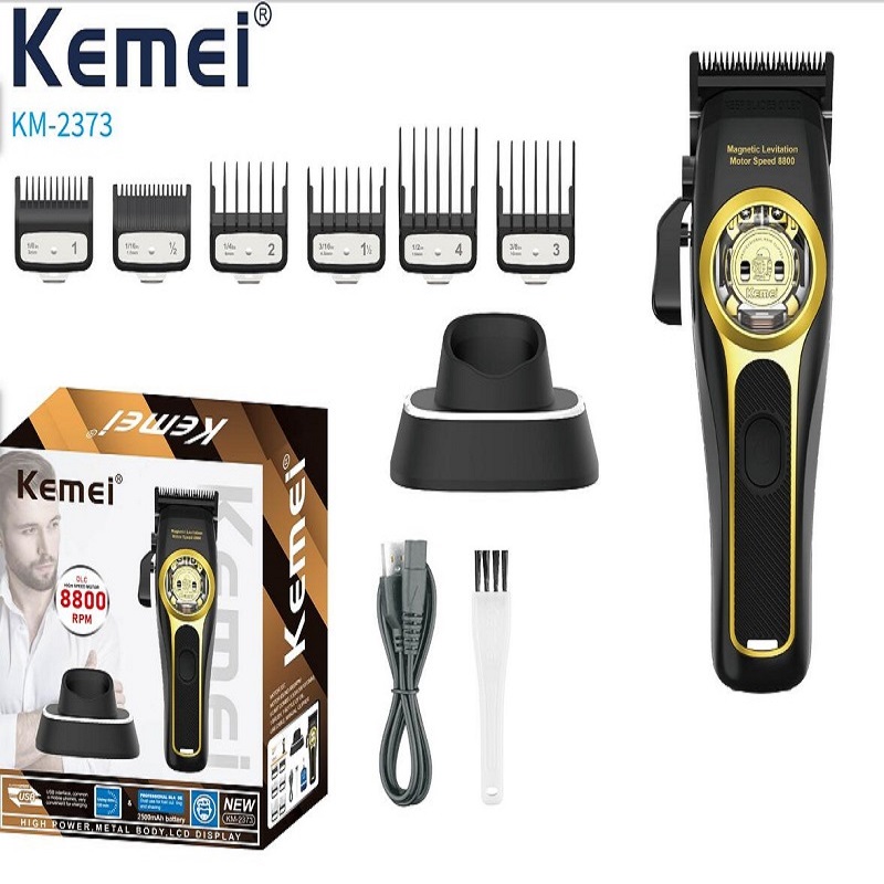 Kemei プロフェッショナルバリカン磁気浮上モーター 8800 Rpm 充電ベースバリカンメンズバリカン KM-2373