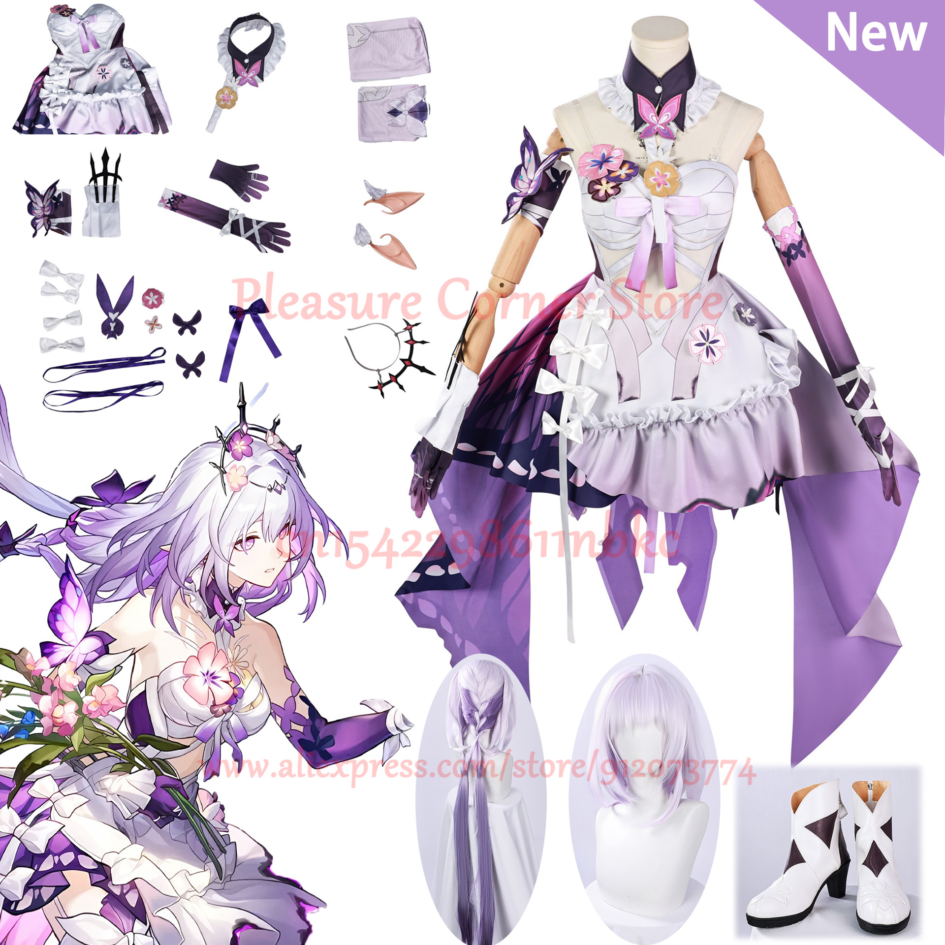 在庫あり 2025 ゲーム Honkai スターレール Castorice コスプレ衣装フルセット制服衣装 Castorice コスプレウィッグ靴小道具衣装