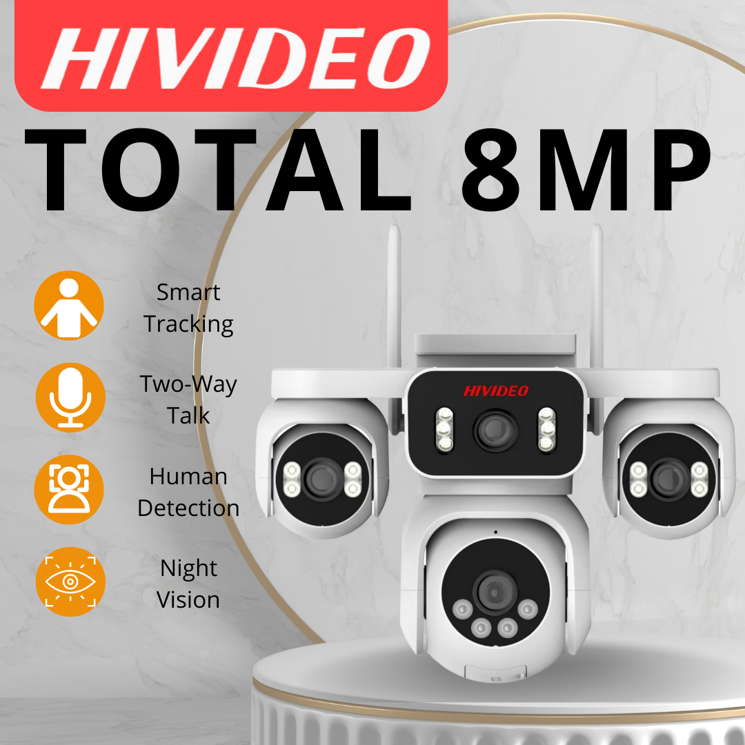 HIVIDEO 8MP クアッドレンズ屋外および屋内 Wifi カメラフルカラー耐候性監視 IP カメラセキュリティカメラ Cctv カメラ