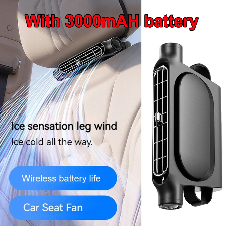 カーシートファンフロントリアシートヘッドレスト冷却空気ファン大型 3000mAH バッテリー冷凍 3 速度独立スイッチ車のインテリア