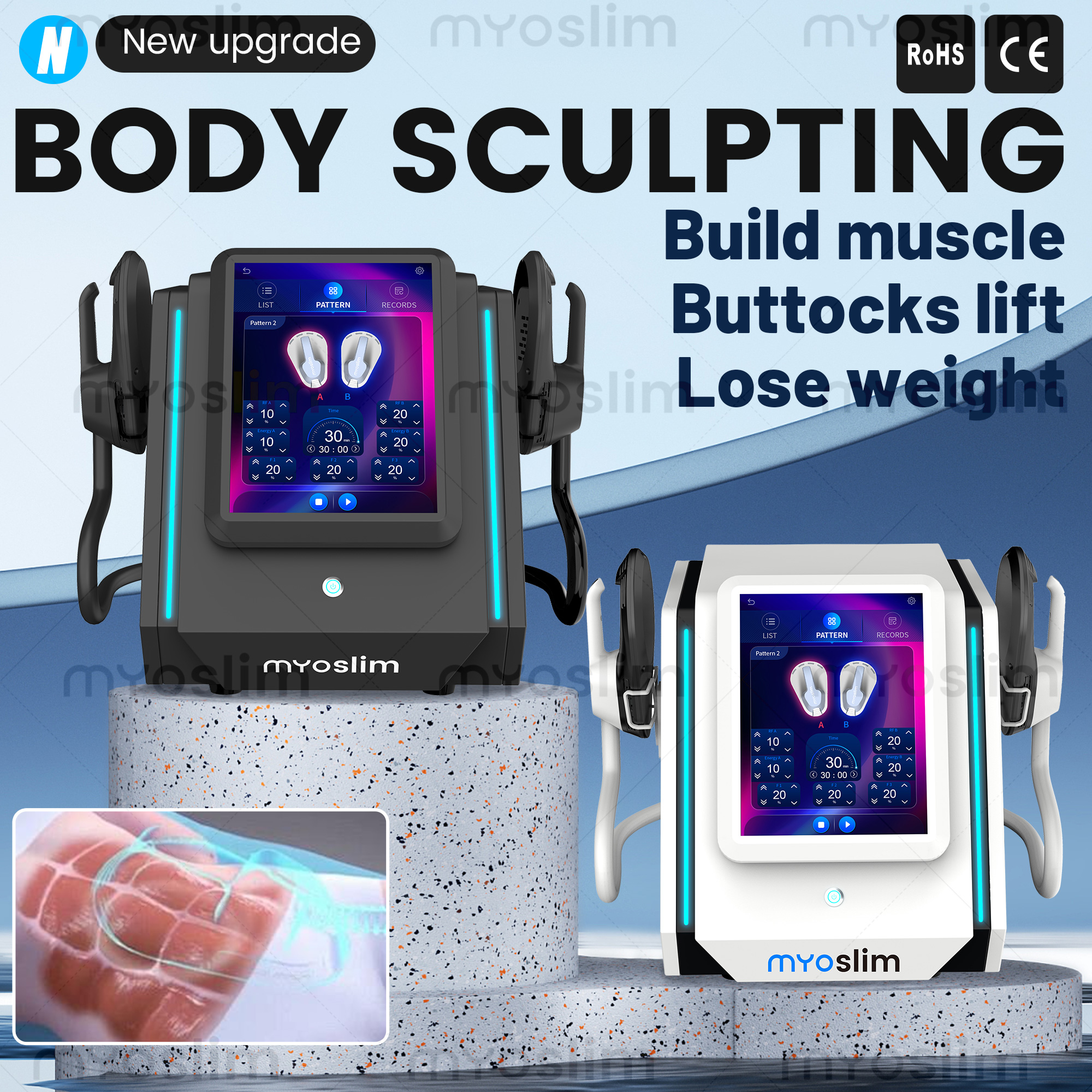 MYOslime EMS 刺激装置スカルプティングマシンスリムマッスル減量ボディスカルプティングバットビルドボディケアサロン Nova