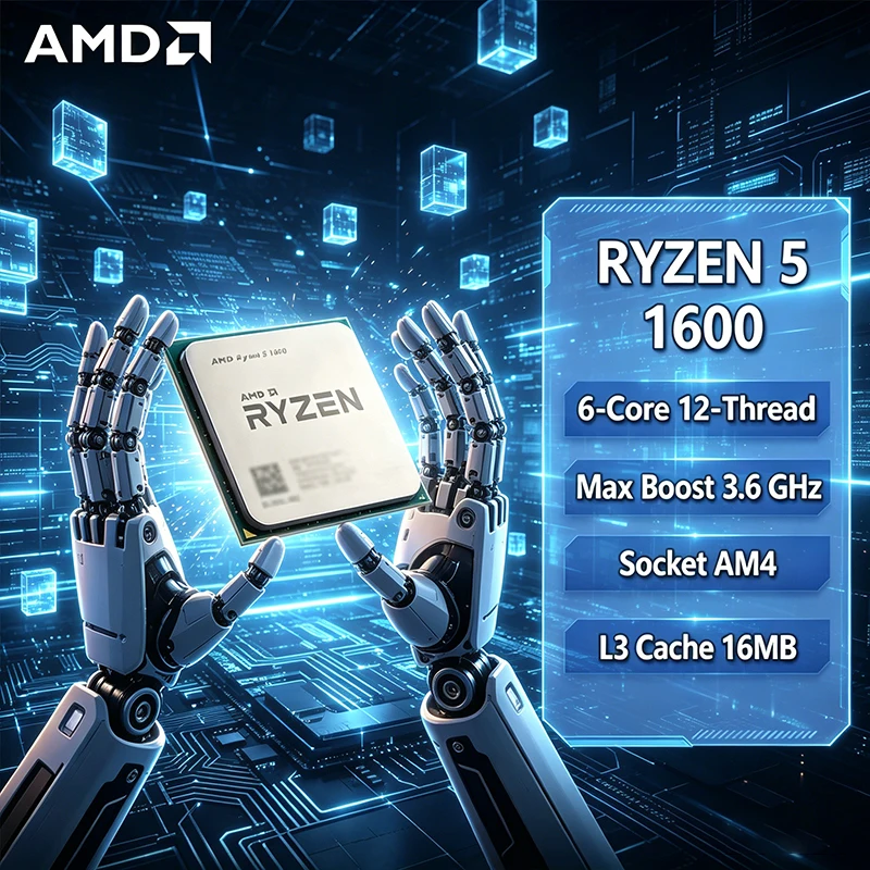 AMD Ryzen 5 1600 6 コア 12 スレッド 3.6 GHz ロック解除デスクトップ CPU ソケット AM4 ゲーム用 - パッケージなし