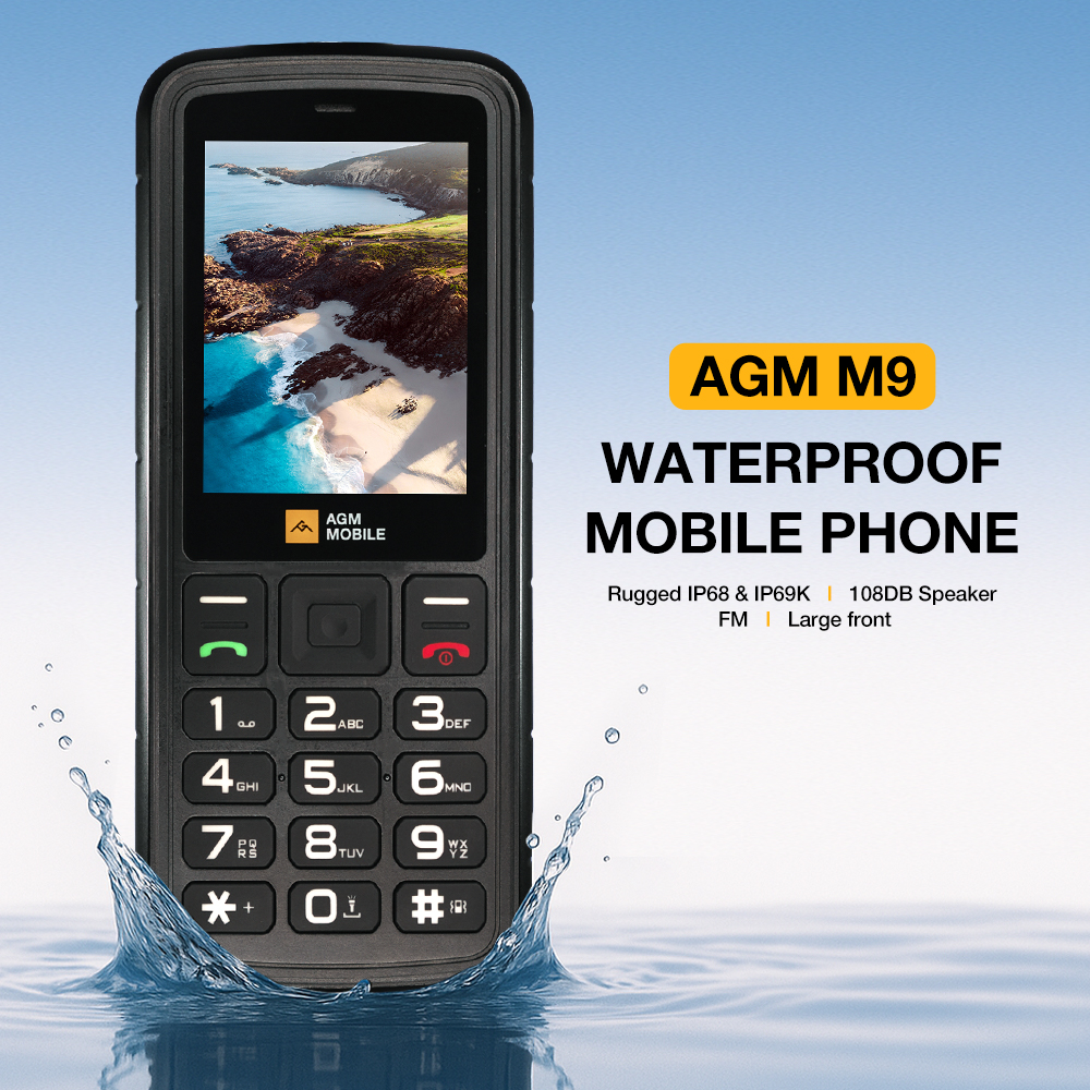AGM M9 2G、頑丈な電話、ロシア語または英語キーボードGSM携帯電話、2.4インチ画面デュアルSim、大きなボタン、高齢者向けの格安携帯電話