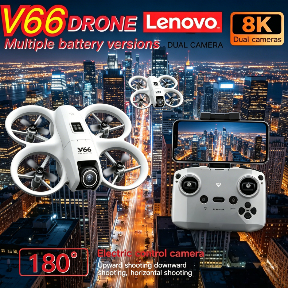 レノボ V66 RC ドローン 8K HD プロフェッショナルカメラ折りたたみ式障害物回避クアッドコプター 180° フリップポータブルマイクロ航空機