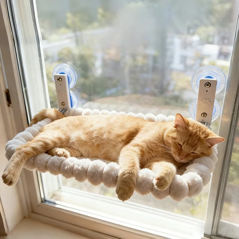 強力な吸盤付き猫窓ハンモック – 室内猫のための居心地の良い止まり木
