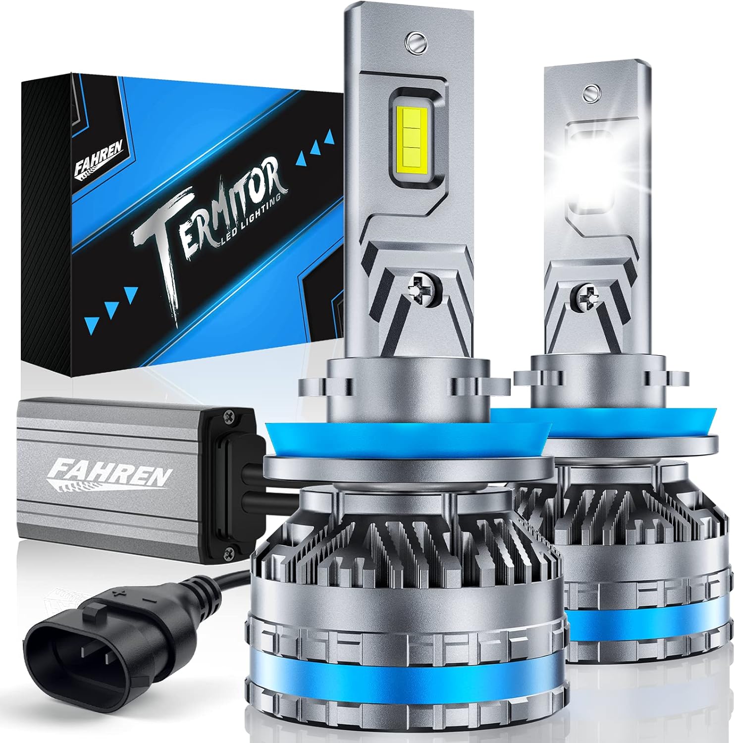 FAHREN 2PCS LED H11 Fog CANBUS Bulbs,Upgraded 120W 80000LM H8/H9 Bright Lighting Bulb,6500K Cool White IP68 Waterproof