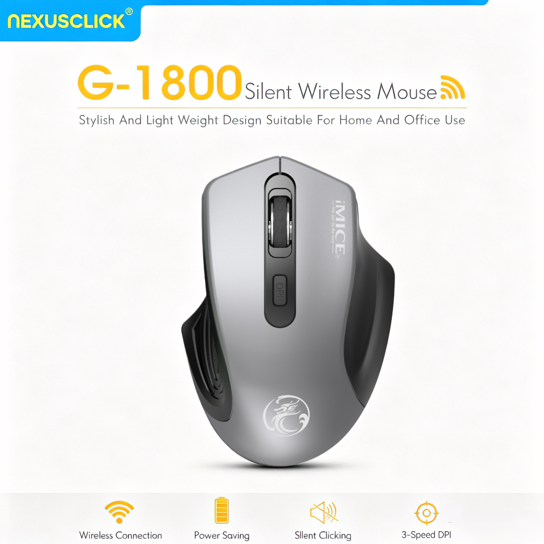 NexusClick 新しいワイヤレスサイレントマウス 2.4 グラム USB レシーバー単三電池光学式コンピュータマウスオフィスマウス仕事用ゲームラップトップ Mac