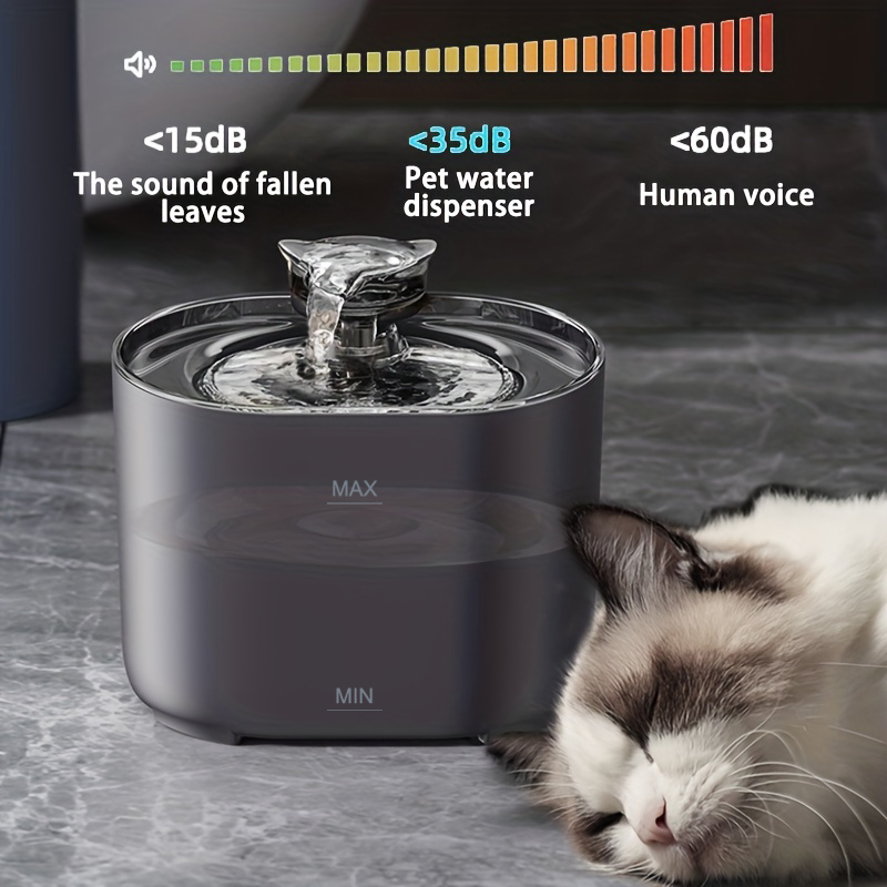 2.2L インテリジェント猫噴水、フィルター付きペットウォーターディスペンサー、猫用犬用水飲み場、超静かなウォーターポンプ