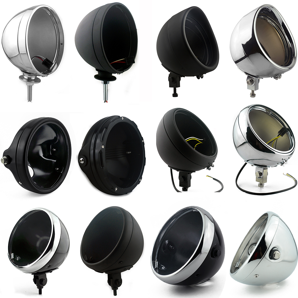 7 インチ LED オートバイサイドマウントまたはボトムマウントラウンドヘッドライトハウジング Lemp カバーヘッドランプヘッドライトシェルヘッドライトバケット