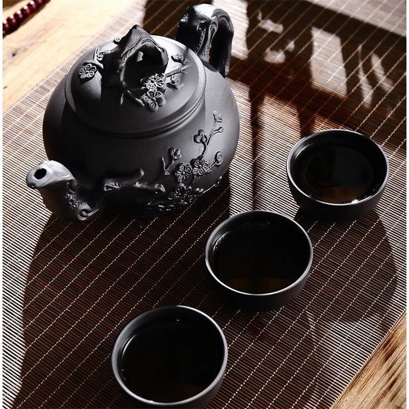 ホット販売ティーポット中国磁器宜興 Zisha ティーポット 400 ミリリットル 3 カップ 60 ミリリットルカンフー茶セットティーポット手作り Zisha セラミックケトル