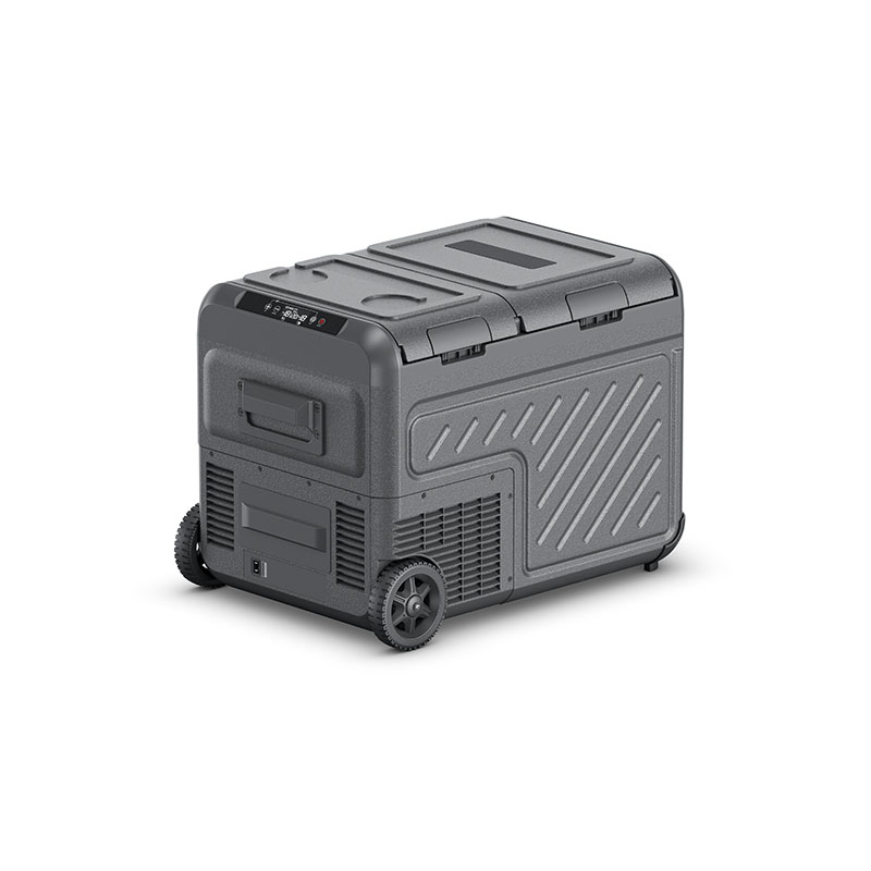 35L ホイール付きデュアルゾーンポータブル車用冷蔵庫冷凍庫 12V 24V 自動車用冷蔵庫 LED ディスプレイ付きキャンプ旅行用
