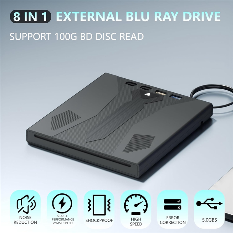 新しい外部ブルーレイドライブバーナー、100G ディスク USB 3.0 および Type-C DVD/CD/BD プレーヤーをサポート、ノートパソコン用 3D 光学式ブルーレイドライブ-N34R