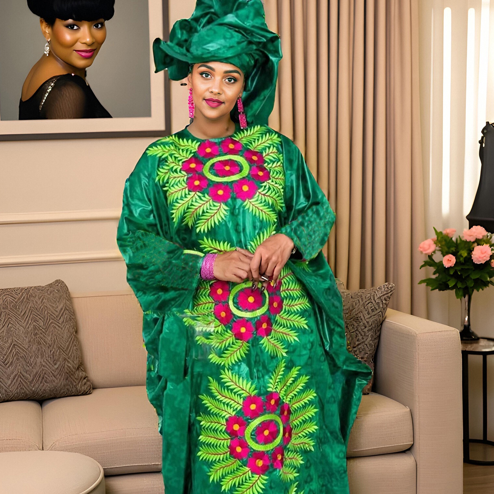 女性のためのアフリカのドレス高級 Boubou 素材豊富な刺繍デザイン