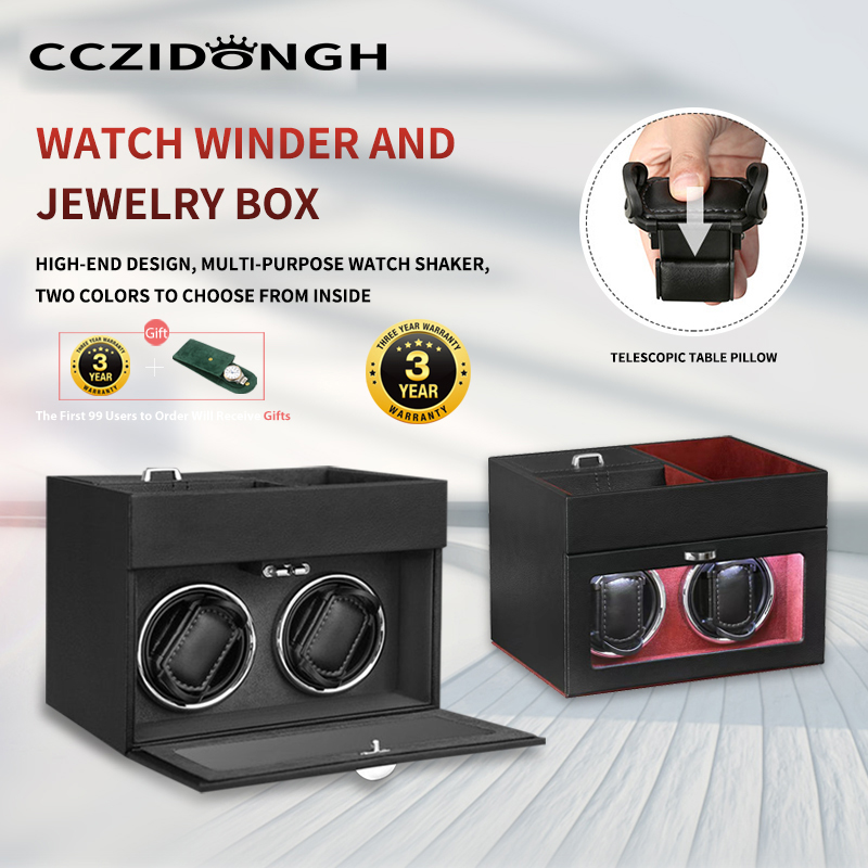 CCZIDONGH 高級ファッション高品質ウォッチワインダームーバーオープンモーターストップ自動時計ローテーターディスプレイボックスワインダー木製レザー