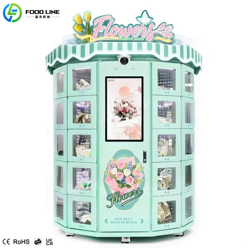サプライヤー工場をカスタマイズ 30 グリッド フラワー キャビネット屋外生花花束自動販売機 32 インチ タッチ スクリーン付き