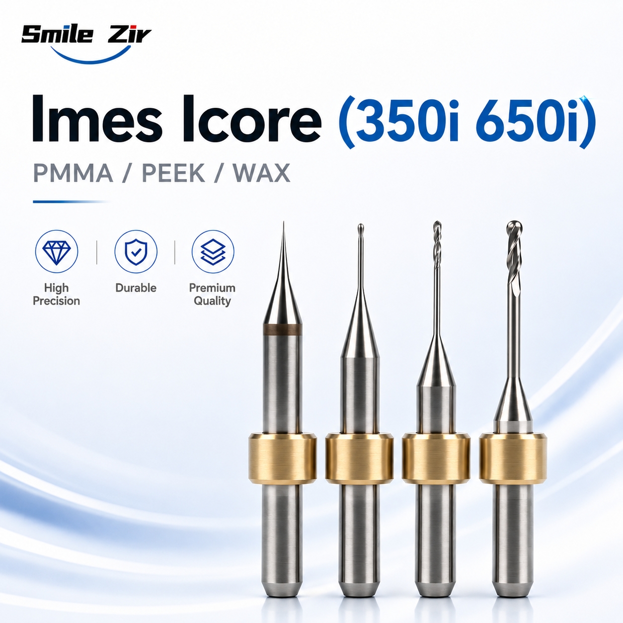 Imes Icore 350i 650i ミーリングバー PMMA ピークワックスシャンク 6 ミリメートル Cad カムフライスカッター実験室フライスツール