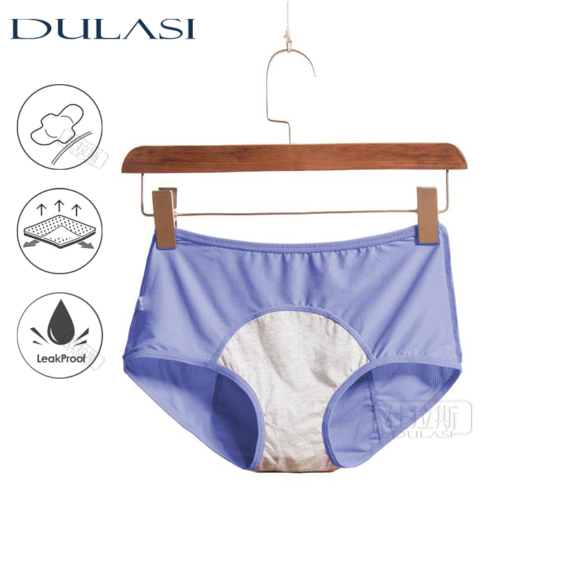 2PCLeak プルーフ月経期間パンティー女性下着生理パンツ綿健康シームレスブリーフハイウエスト Dropshiping