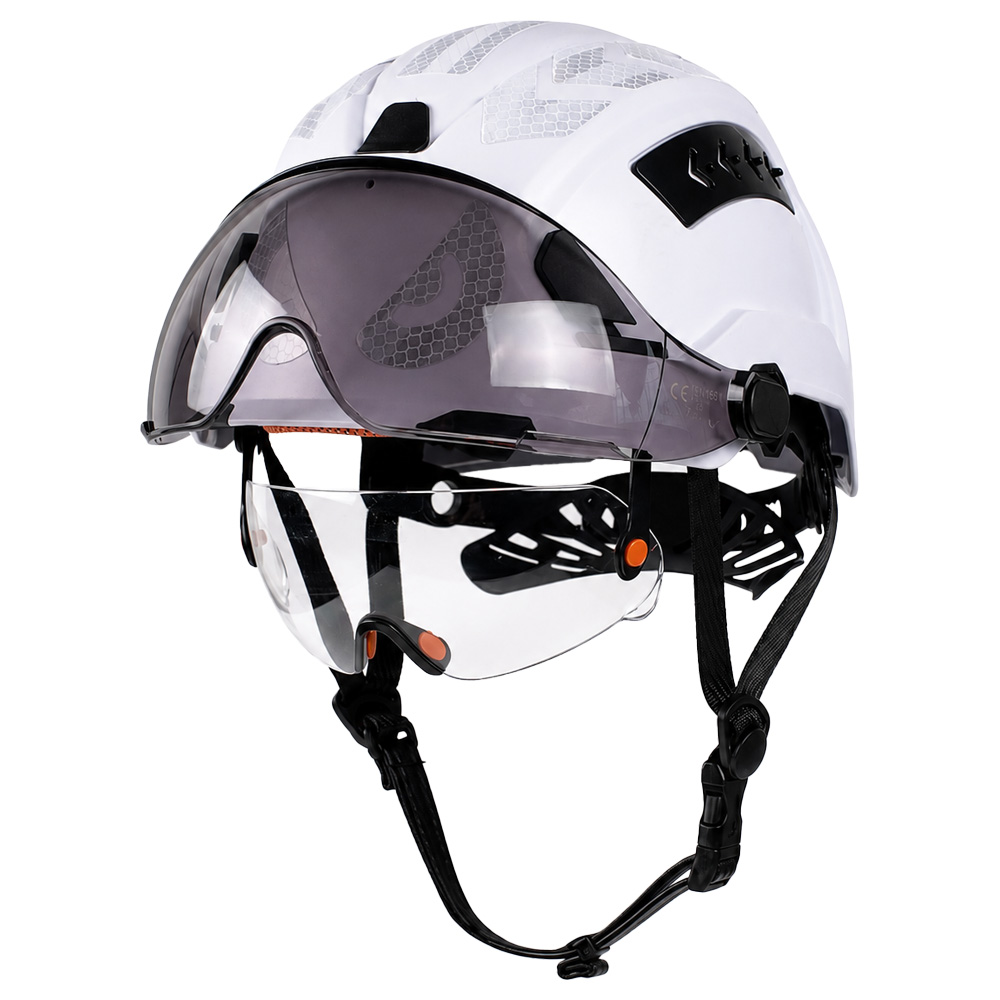 CE 安全ヘルメットダブルゴーグル反射ステッカースライディングベント ABS ハードハット建設産業ワークキャッププロフェッショナル新