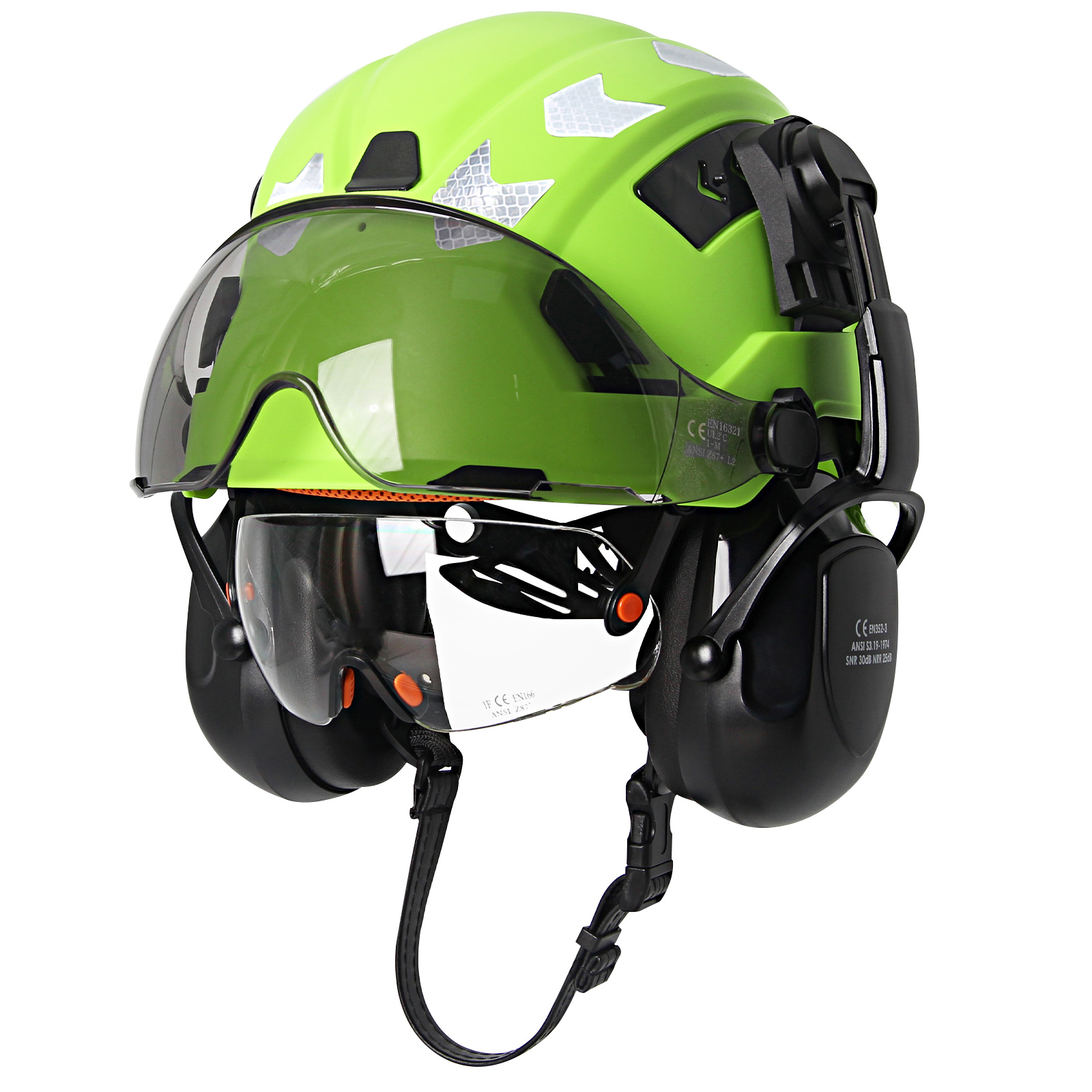 CE 建設安全ヘルメットダブルゴーグル反射ステッカーイヤーマフ ANSI ヘルメット工業用作業キャップエンジニア用