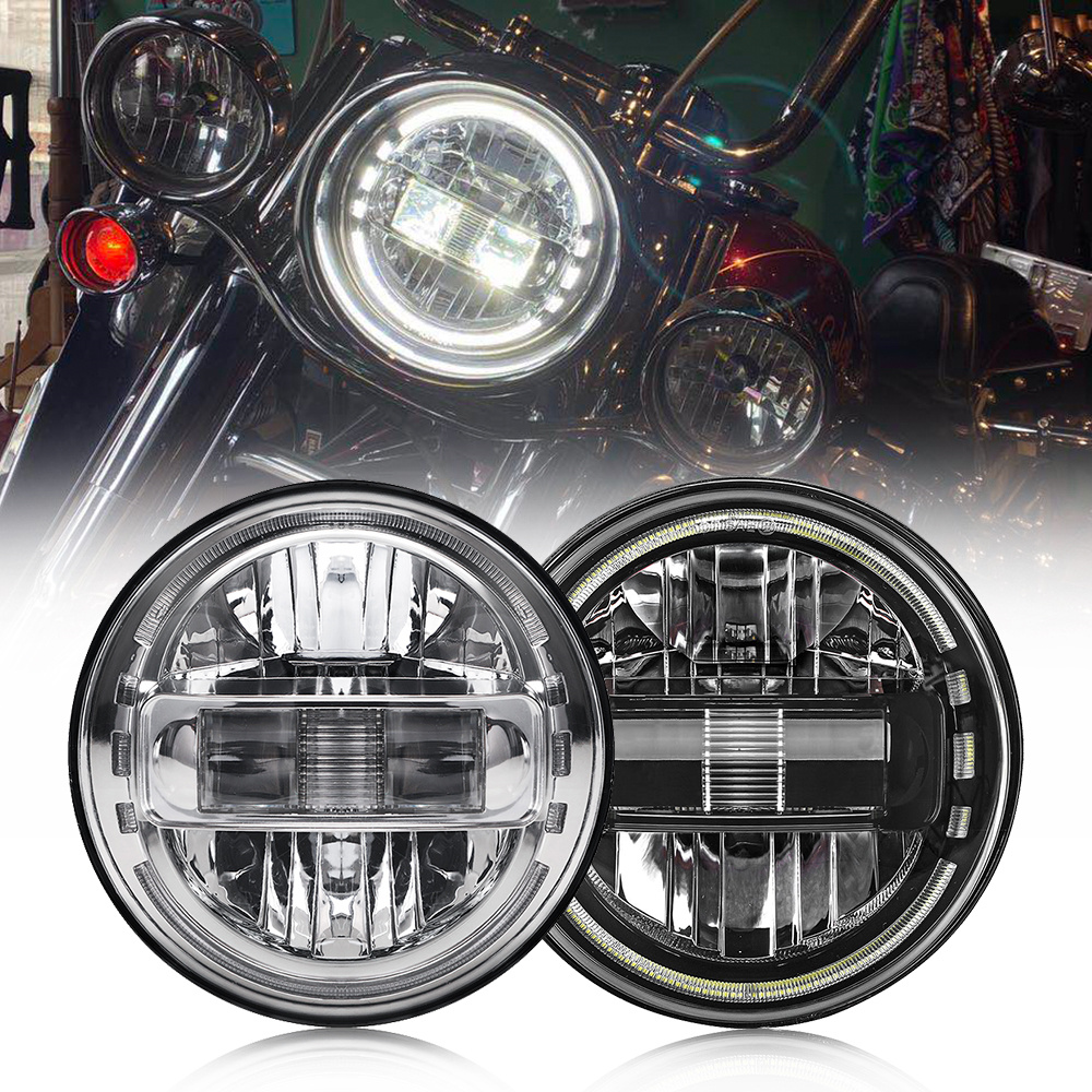 7 インチオートバイ LED ヘッドライト DRL H4 ヘッドランプオートバイジープラングラー JK ハーレーツーリングロードキングヤマハラウンド